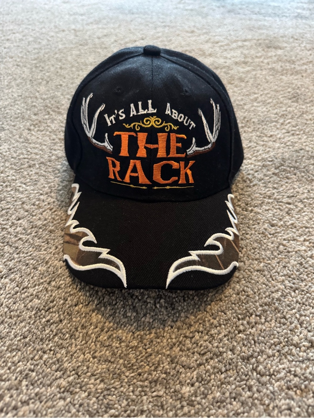 Black Baseball Cap "It's All About The Rack" with Flame Detail